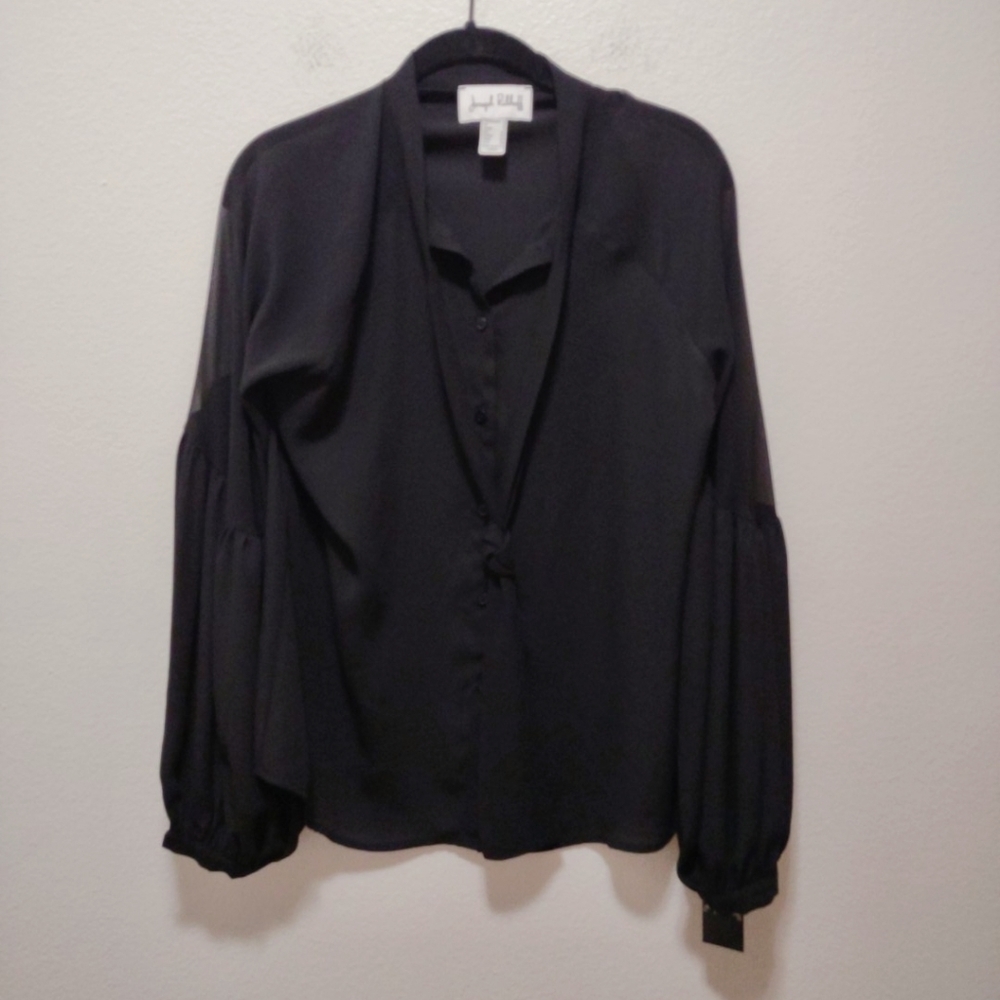 Joseph Ribkoff Black Semi Sheer Button Down Blouse 4